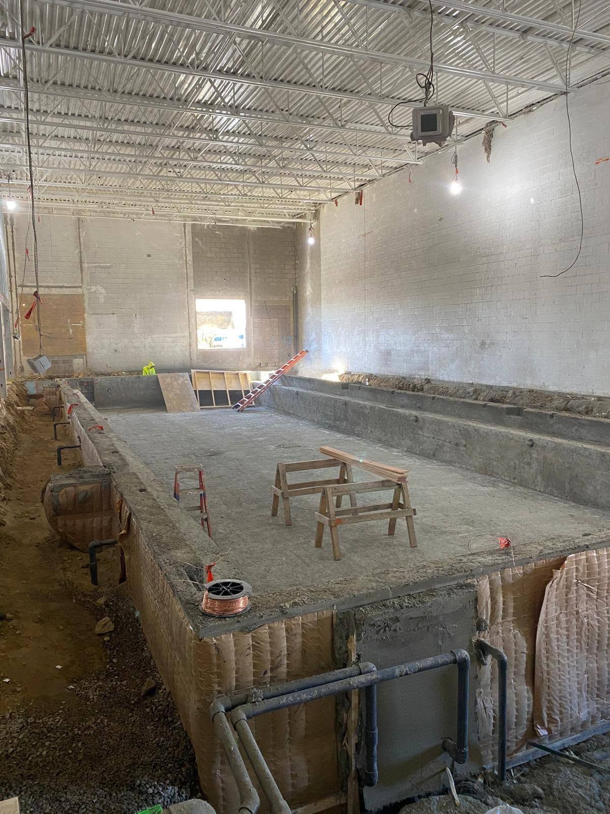 Metal frame and drywall work at the Manchester swim center — photo 4