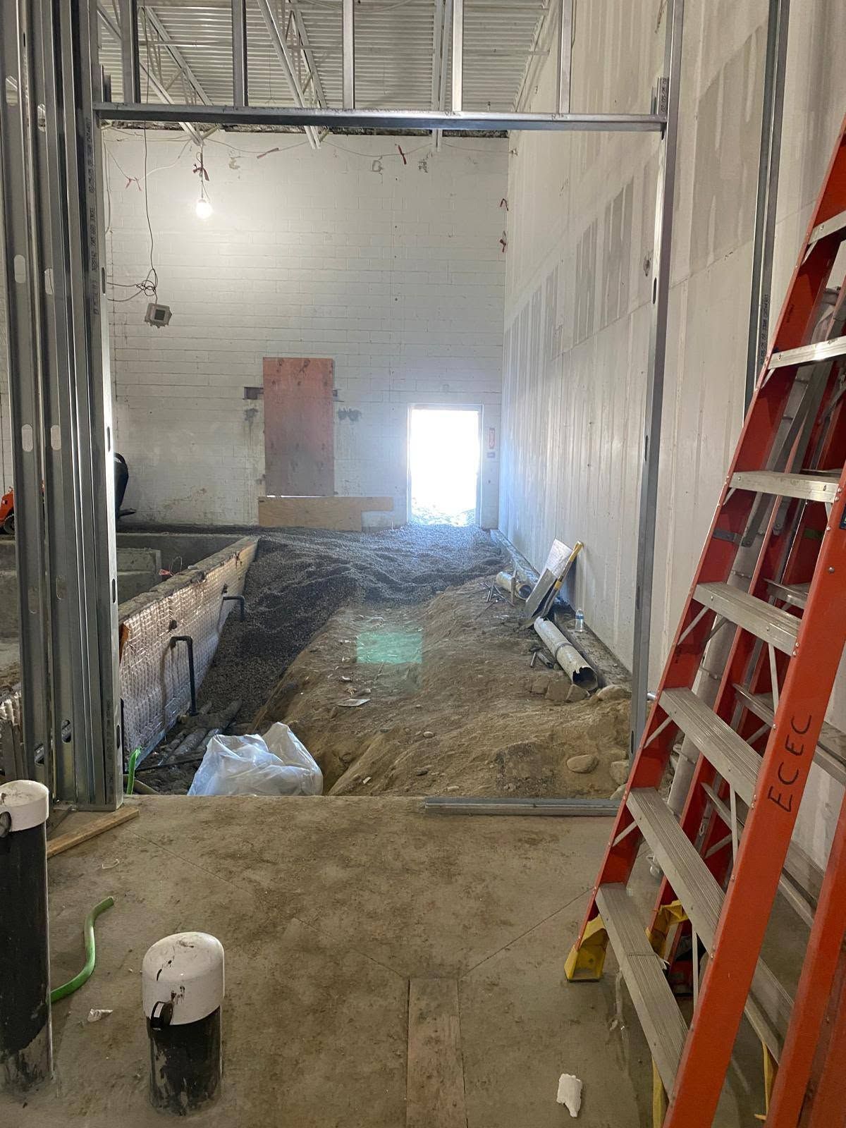 Metal frame and drywall work at the Manchester swim center — photo 5